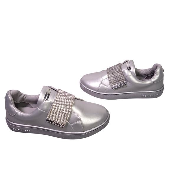 Michael Kors Girl's Ivy Candy Slip-On Sneakers Sz 3 Low Top Muted Silver - Picture 1 of 15